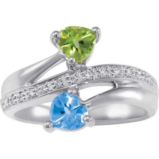 Couples Two-Stone Love Promise Ring: Doting Quick Ship